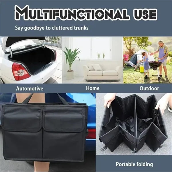 Collapsible Multi Compartment Car Trunk Organizaer