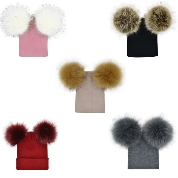 Double Pom-Pom Warm Knit Hat
