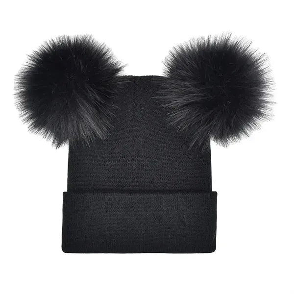 Double Pom-Pom Warm Knit Hat