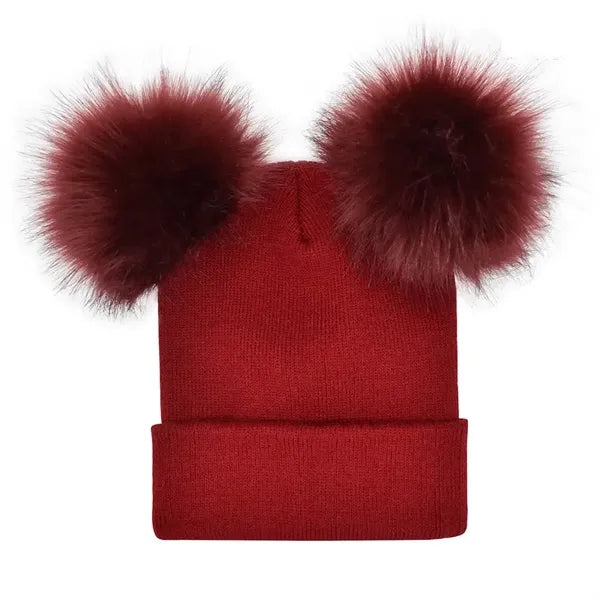 Double Pom-Pom Warm Knit Hat