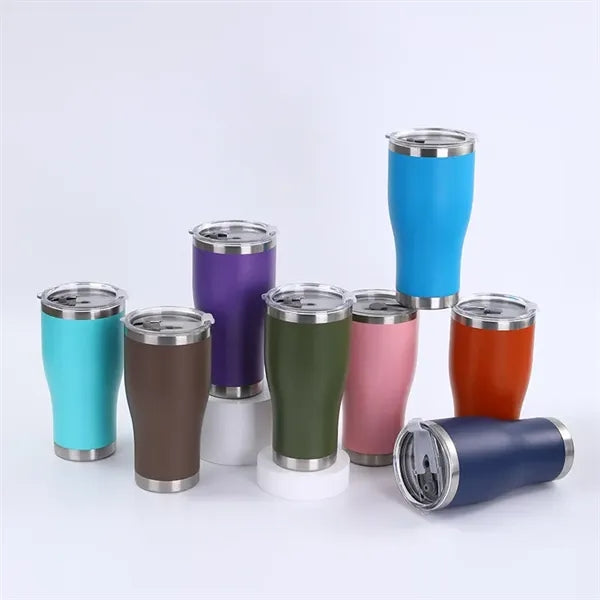 20oz Powder Coated Waist Shape Insulated Mug with Lid