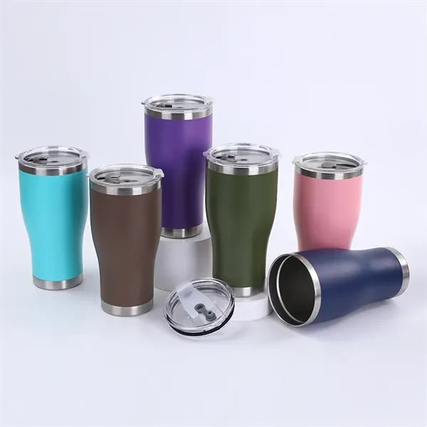 20oz Powder Coated Waist Shape Insulated Mug with Lid