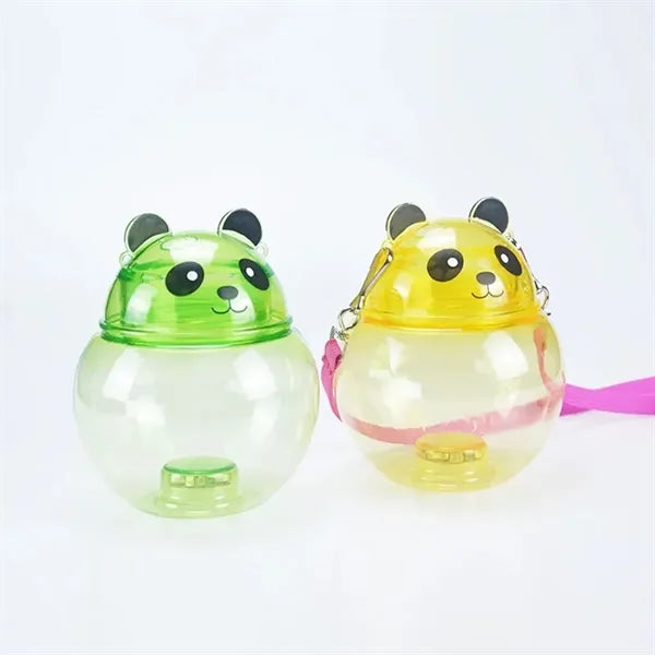 17 OZ Light Up PET Panda Water Bottle Cup with Lanyard