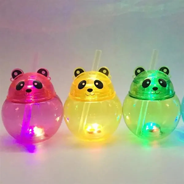 17 OZ Light Up PET Panda Water Bottle Cup with Lanyard