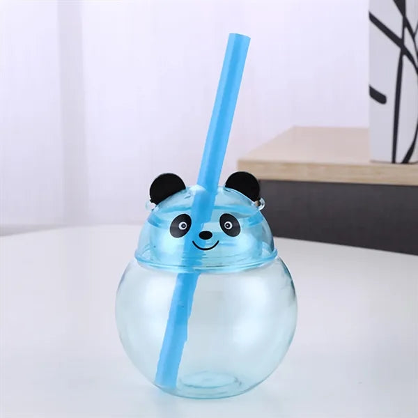 17 OZ Light Up PET Panda Water Bottle Cup with Lanyard