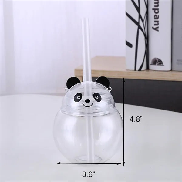 17 OZ Light Up PET Panda Water Bottle Cup with Lanyard