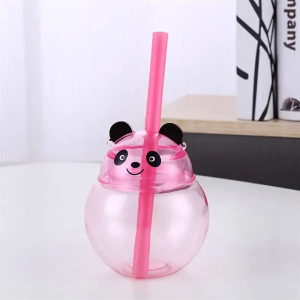 17 OZ Light Up PET Panda Water Bottle Cup with Lanyard