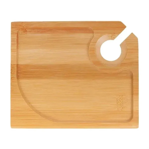 Bamboo Cocktail Appetizer Plates with Wine Glass Holder