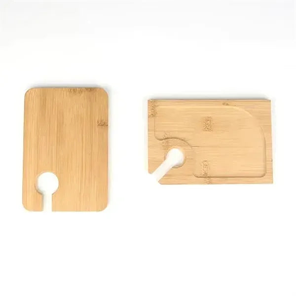Bamboo Cocktail Appetizer Plates with Wine Glass Holder