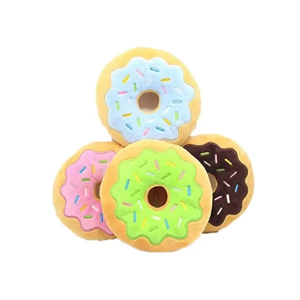 Pet Plush Donuts Shape Dog Chew Squeaky Toy