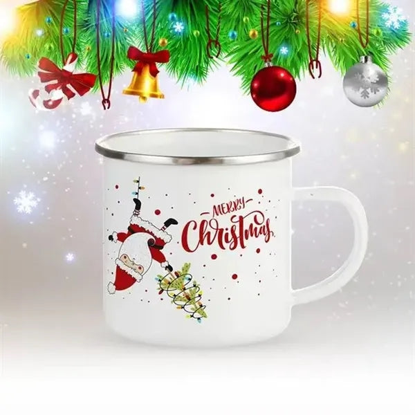 12oz Enameled Steel Cup with Stainless Rim