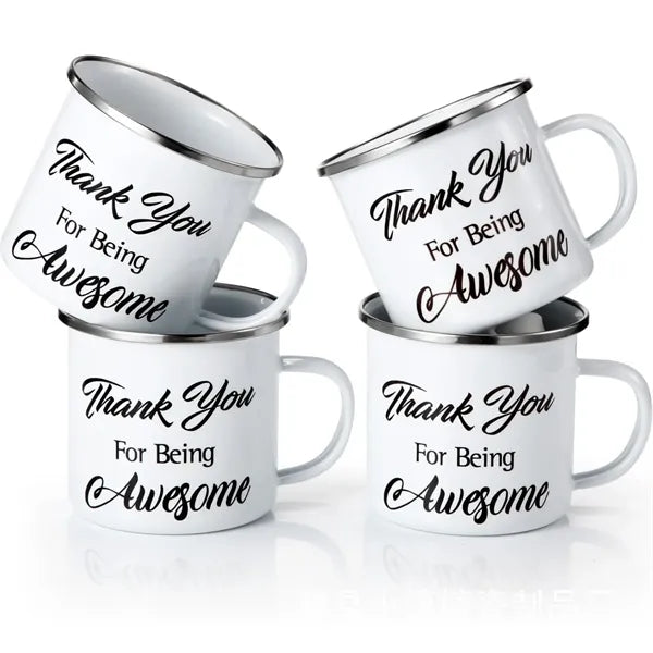 12oz Enameled Steel Cup with Stainless Rim
