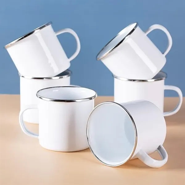12oz Enameled Steel Cup with Stainless Rim