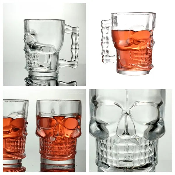Skull Beer Mug Drinking Glasses w/ Handle
