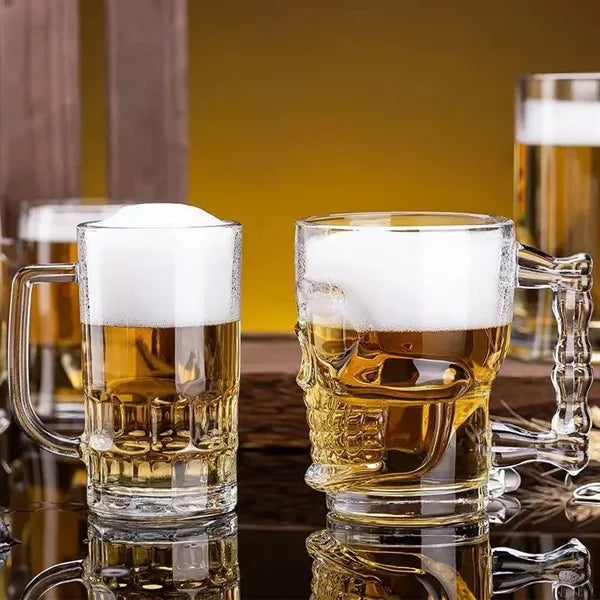 Skull Beer Mug Drinking Glasses w/ Handle