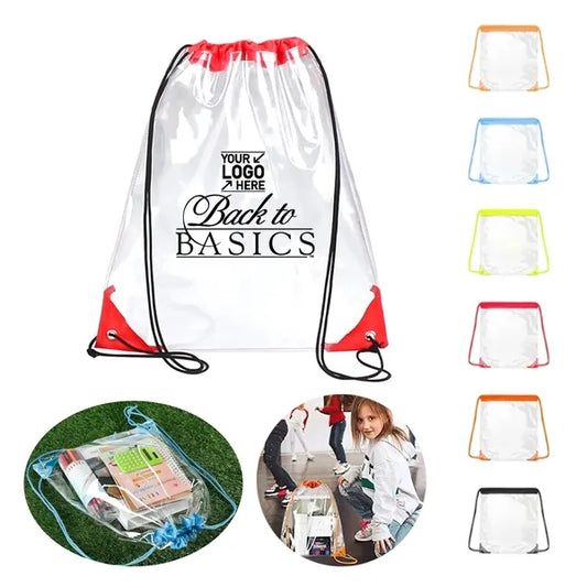 Travel Clear PVC Stadium Drawstring Bag Backpack