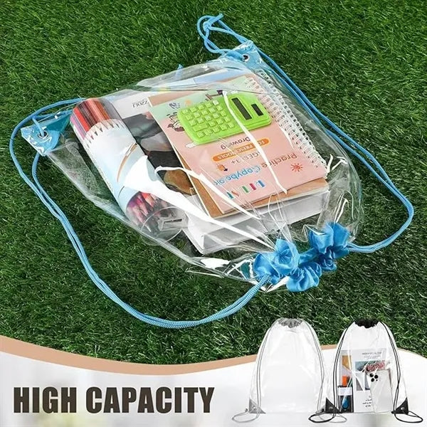 Travel Clear PVC Stadium Drawstring Bag Backpack