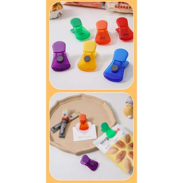 Magnetic plastic clip refrigerator magnet