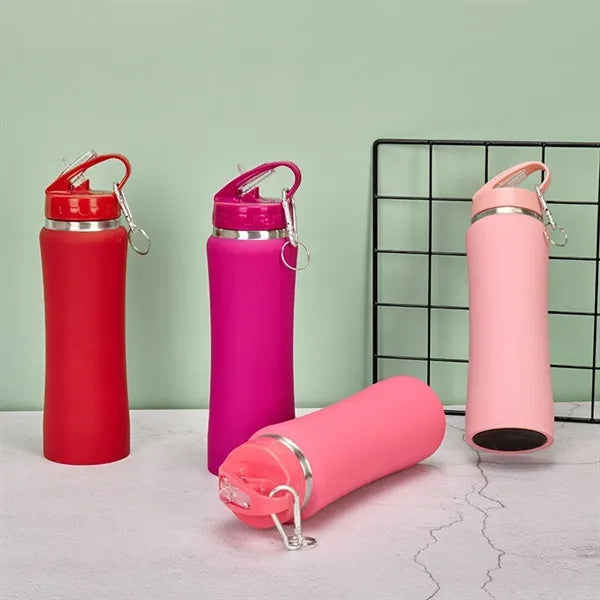 500ml Waist Sports Water Bottle with Straw Lid