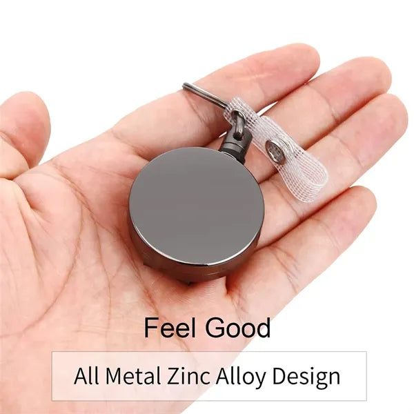 Metal Heavy Duty Retractable Badge Reel W/Belt Clip Key Ring