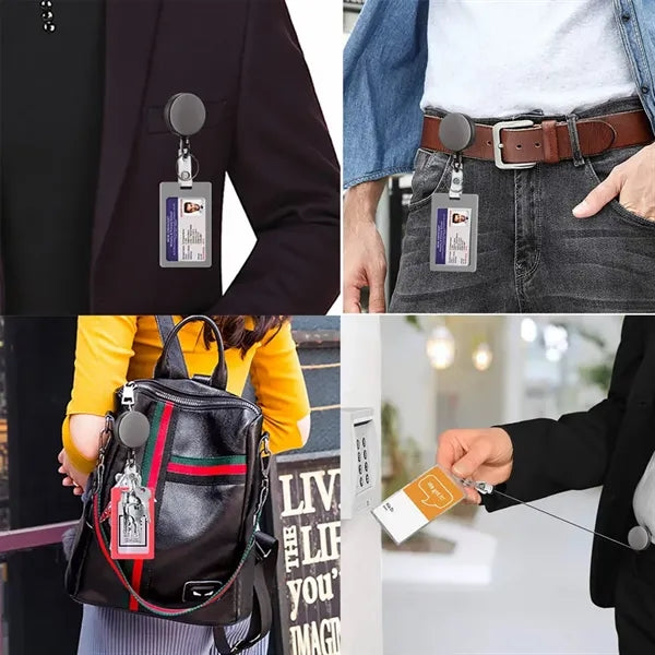 Metal Heavy Duty Retractable Badge Reel W/Belt Clip Key Ring