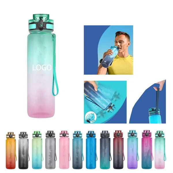 32 oz Motivational Sports Water Bottle with Time Marker