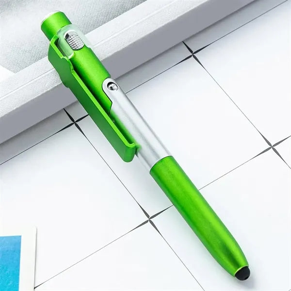 4-in-1 Multfuction Folding Ballpoint Pen Stylus With LED Lig