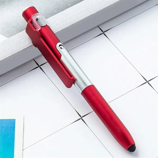 4-in-1 Multfuction Folding Ballpoint Pen Stylus With LED Lig