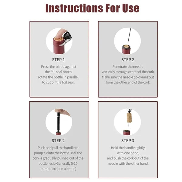 Air Pressure Pump Wine Bottle Opener With Foil Knife