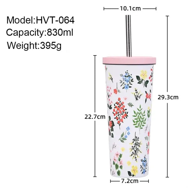 830ml Stainless Steel Printing Tumbler With Straw