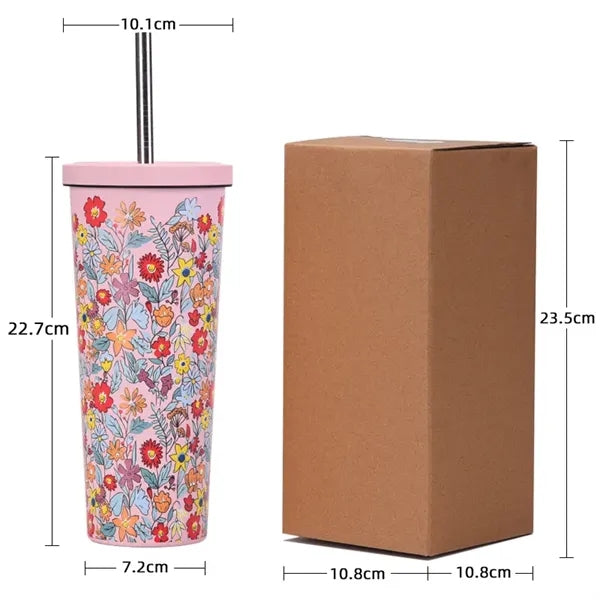 830ml Stainless Steel Printing Tumbler With Straw