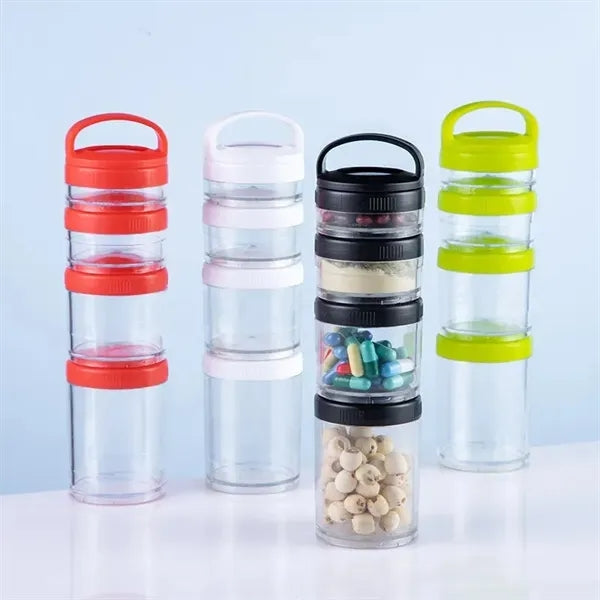 Portable Set of 4 Stackable Protein Powder Snack Container