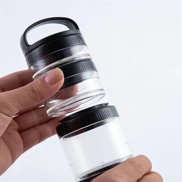 Portable Set of 4 Stackable Protein Powder Snack Container