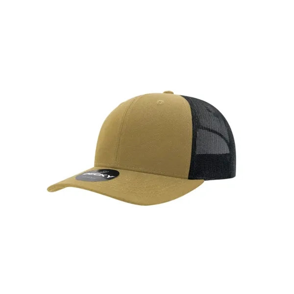 Decky 6 Panel Mid Profile Structured Cotton Blend Trucker