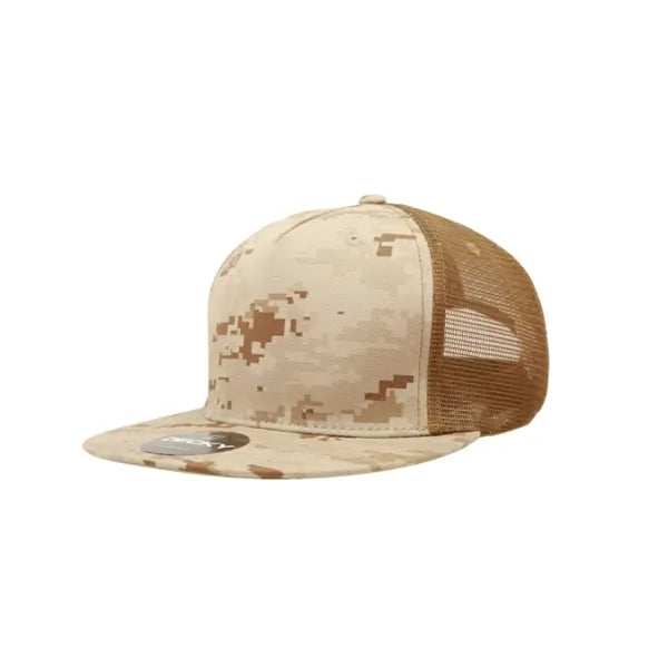 Decky 5 Panel High Profile Structured Cotton Blend Trucker
