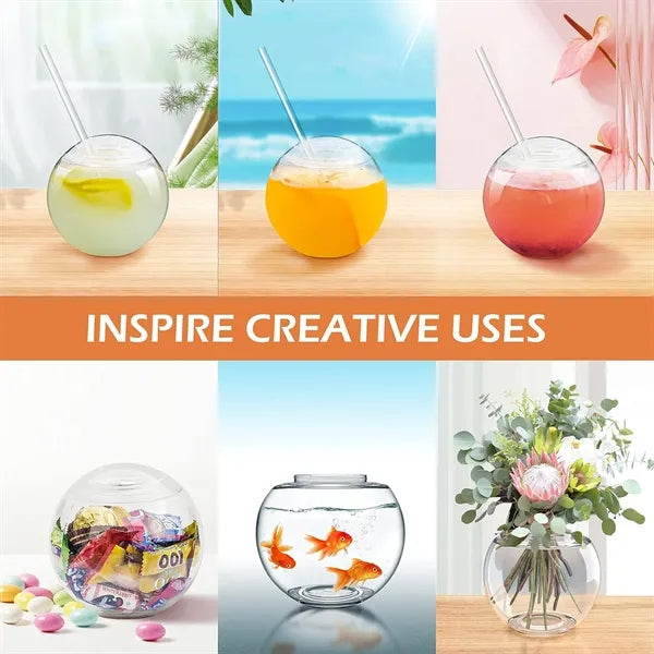 Led 22 Oz Fishbowl Straw Cup