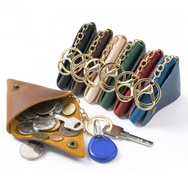 Keyring With Leather Coin Pouch