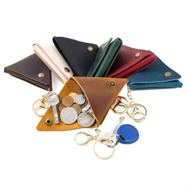 Keyring With Leather Coin Pouch