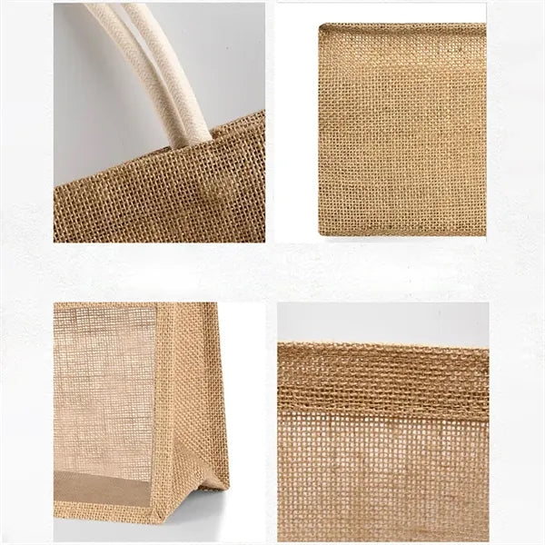 Jute Tote Bag with Transparent Panel