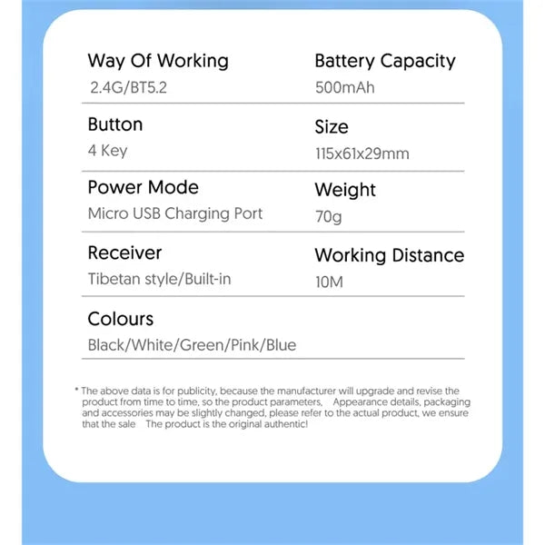 Rechargeable Bluetooth Optoelectronic 2.4GHZ Wireless Mouse