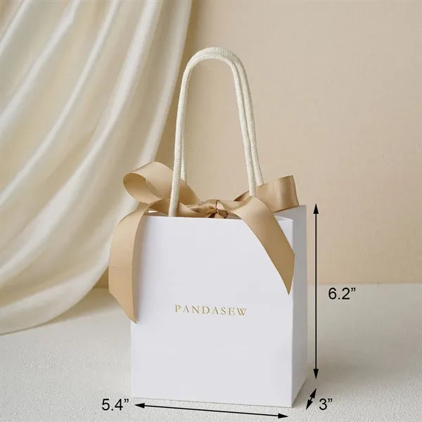 Elegant Gift Paper Tote Bag with Bow Ribbon for Thanksgiving