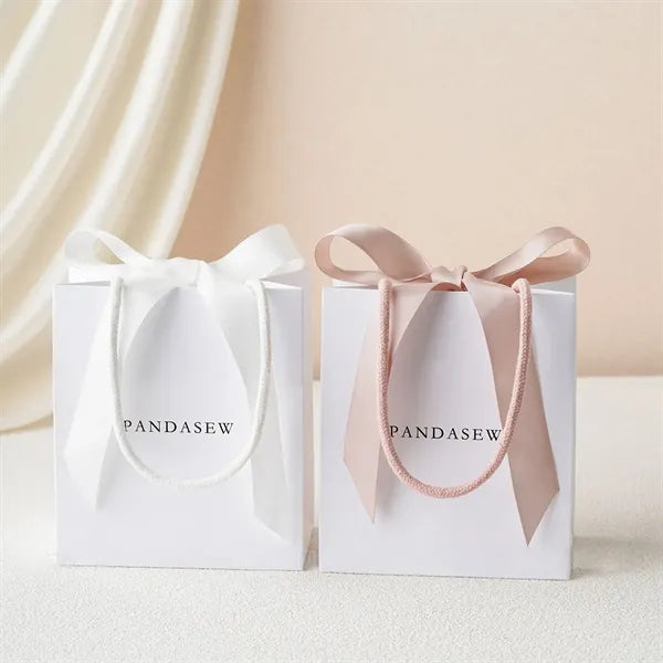 Elegant Gift Paper Tote Bag with Bow Ribbon for Thanksgiving
