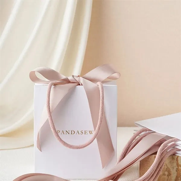 Elegant Gift Paper Tote Bag with Bow Ribbon for Thanksgiving