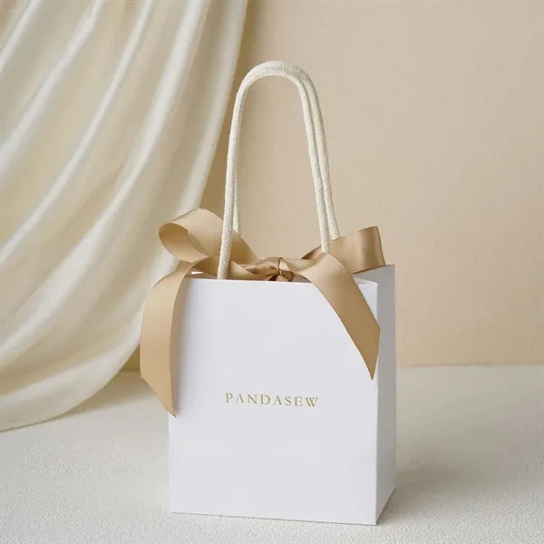 Elegant Gift Paper Tote Bag with Bow Ribbon for Thanksgiving