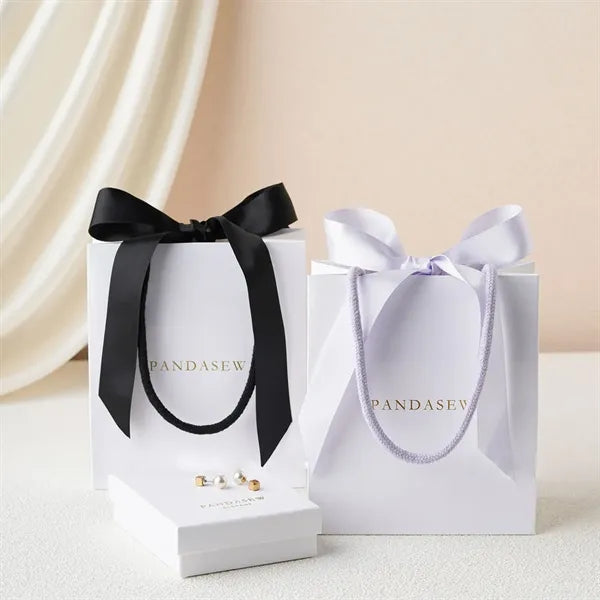 Elegant Gift Paper Tote Bag with Bow Ribbon for Thanksgiving