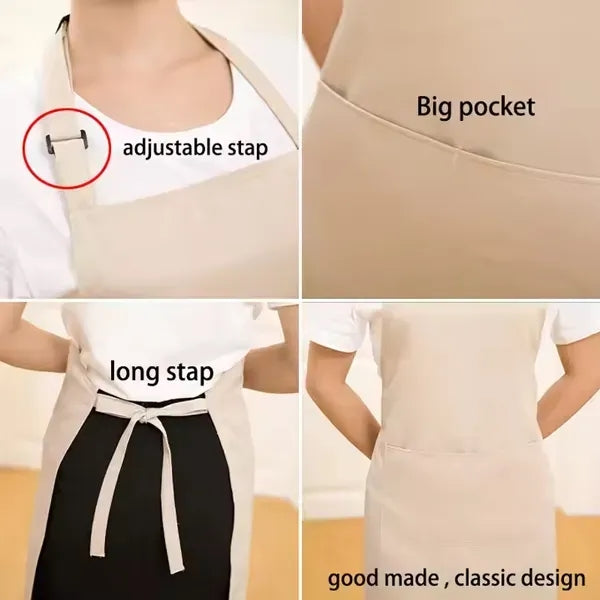 Unisex Cooking Kitchen Restaurant Work Aprons With Pockets