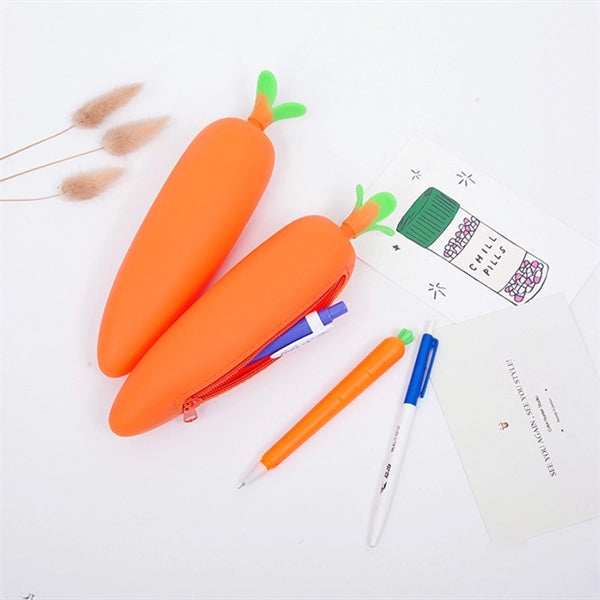 Carrot Shape Silicone Pencil Case