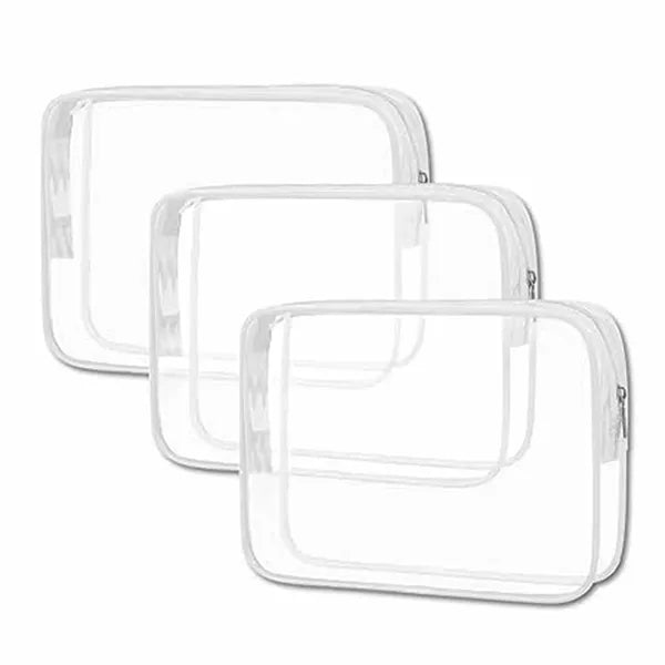 3 Pcs Clear Transparent Cosmetic Toiletries Bag Set
