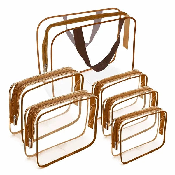 3 Pcs Clear Transparent Cosmetic Toiletries Bag Set