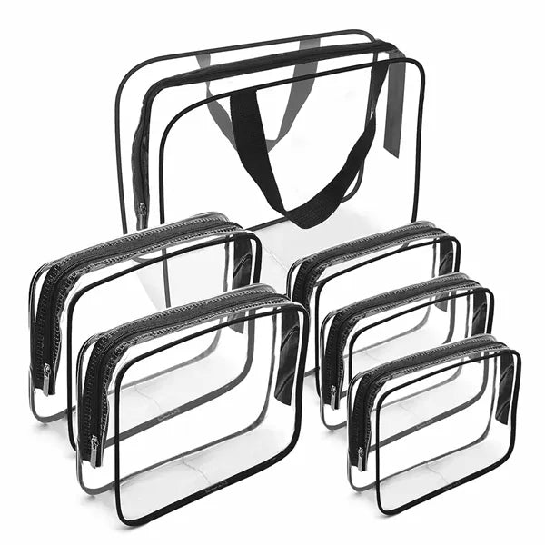 3 Pcs Clear Transparent Cosmetic Toiletries Bag Set